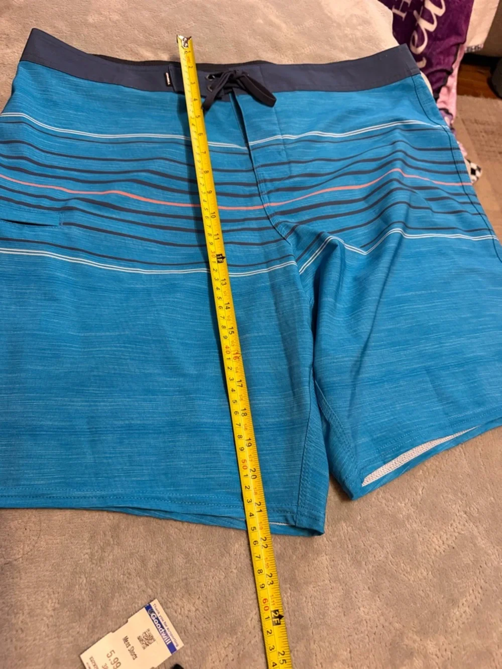 O'Neill Blue Stripe Men's Boardshorts with Navy Waistband‎ 38 waist